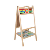 OBASIX® Magnetic Foldable Whiteboard and Green Chalkboard with Beads for Children|Natural Pinewood| WBCB-01