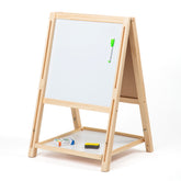 OBASIX® Height Adjustable Magnetic Foldable Whiteboard and Green Chalkboard for Children| Natural Pinewood| WBCB-02