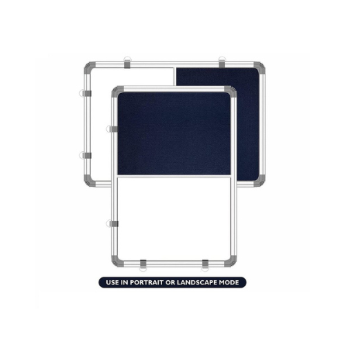 OBASIX® Classic Series Combination Board 2x3 Feet (Non-Magnetic Whiteboard with Blue Pin-up Notice Board) | Aluminium Frame CWBPBB6090