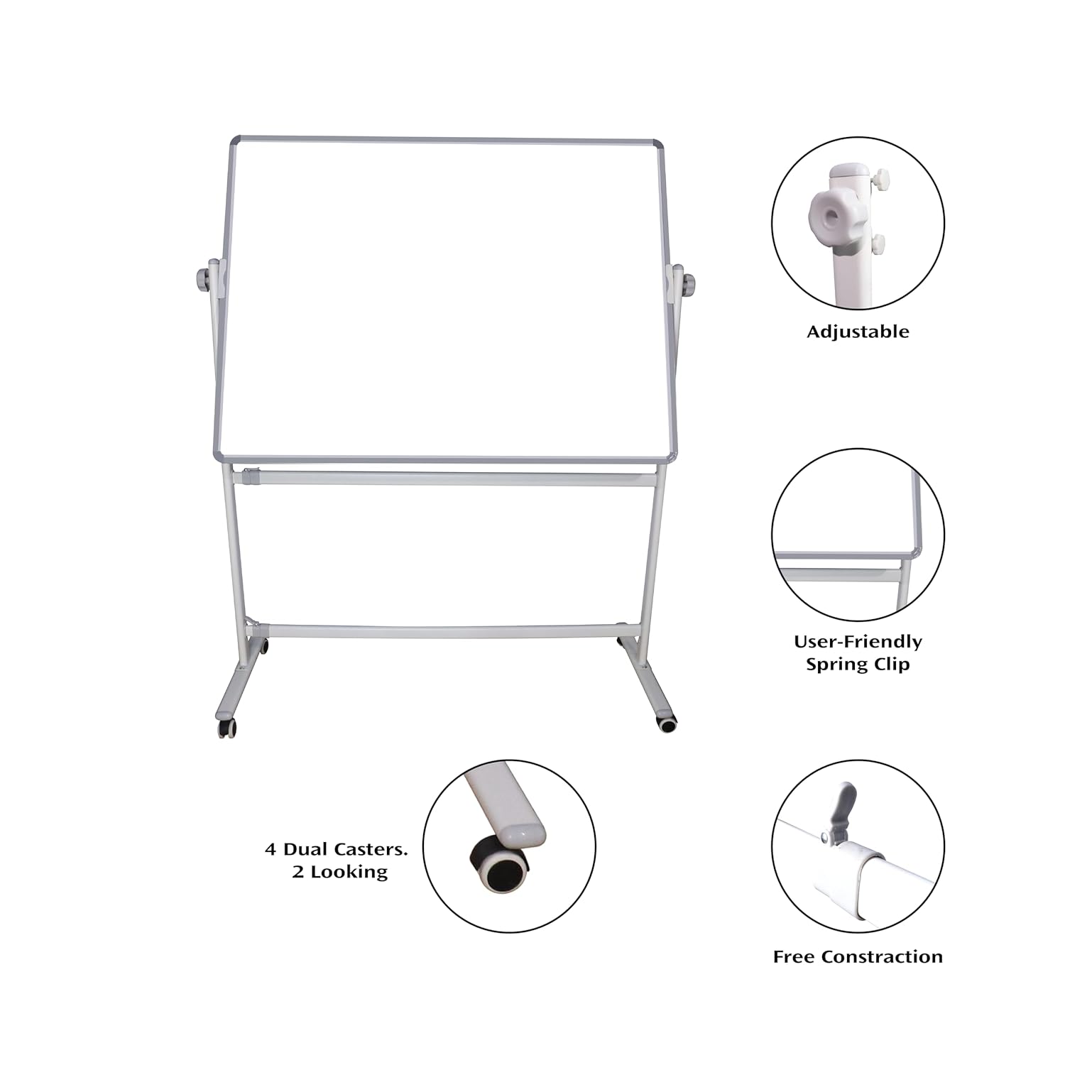 OBASIX® Premium 360 Degree Revolving Whiteboard Stand | Width Adjustable Mobile Board Stand with Lockable Wheels | Heavy Duty Powder Coated Frame | Fits 5ft to 8ft Whiteboards