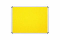 OBASIX® Superior Series Yellow Fabric Pin-Up Display Board 90×120 cm for Kids, Home & Office | Heavy-Duty Aluminium Frame Notice Board | Bulletin Board for Thumb Pins