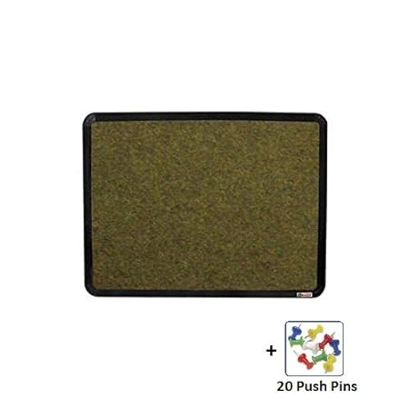 OBASIX® Superior Series Pin-up Bulletin Notice Board (1.5x2 Feet) Olive Green for School College Office | Powder Coated Black Frame SPBPCBOG4560
