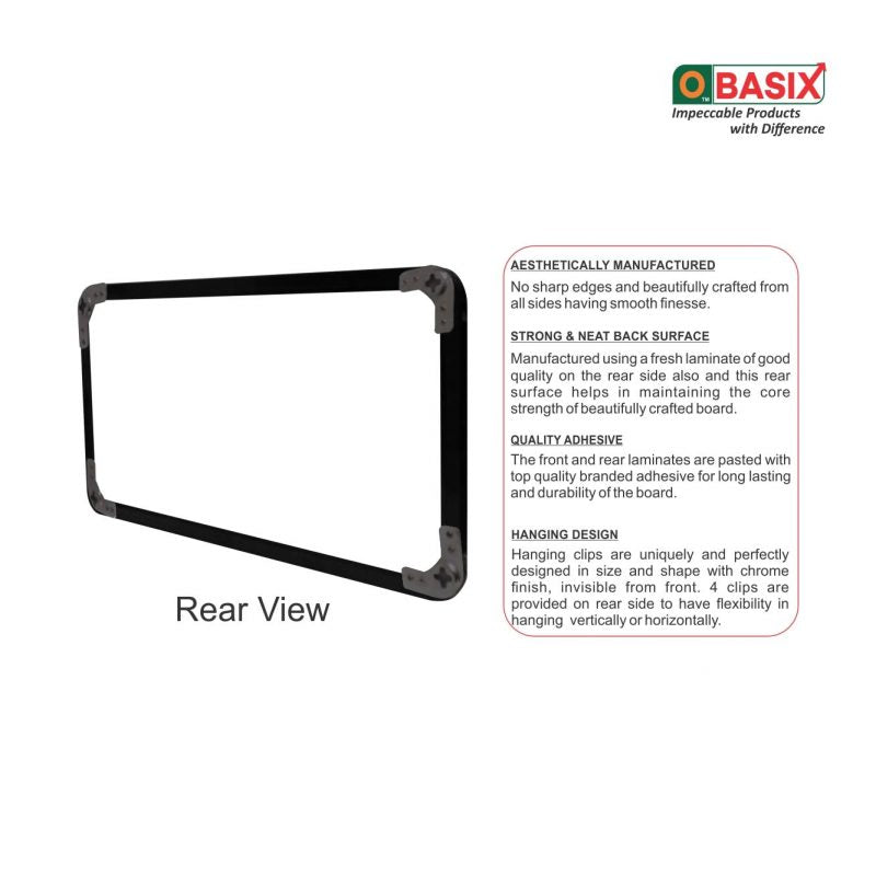 OBASIX® Superior Series White Board 1x2 Feet Non-Magnetic | Heavy Aluminium Frame Black SWBPCB3060