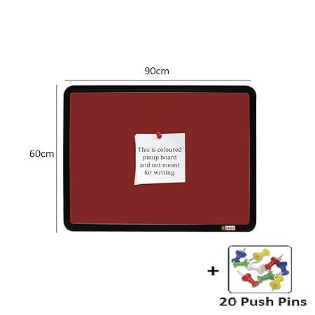 OBASIX® Superior Series Pin-up Bulletin Notice Board (2x3 Feet) Maroon for School College Office | Powder Coated Black Frame SPBMPCB6090