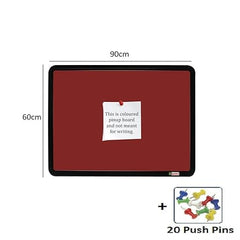 OBASIX® Superior Series Pin-up Bulletin Notice Board (2x3 Feet) Maroon for School College Office | Powder Coated Black Frame SPBMPCB6090