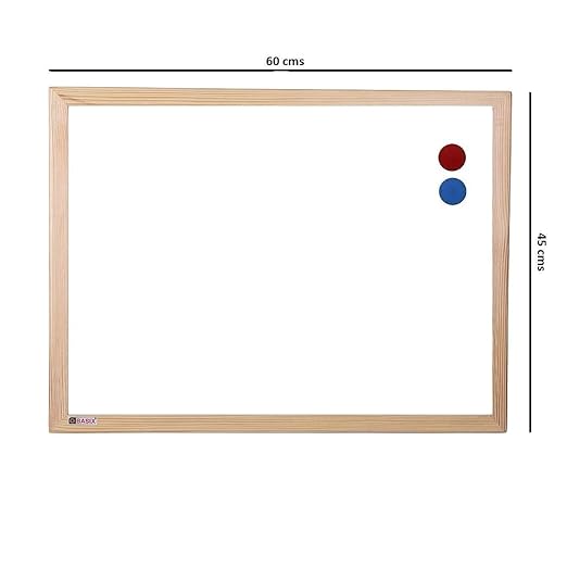 OBASIX® White board 1.5x 2 Feet( Magnetic) natural pine wood with 2 magnets (40 mm)