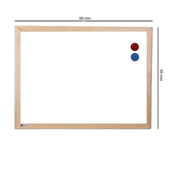 OBASIX® White board 1.5x 2 Feet( Magnetic) natural pine wood with 2 magnets (40 mm)