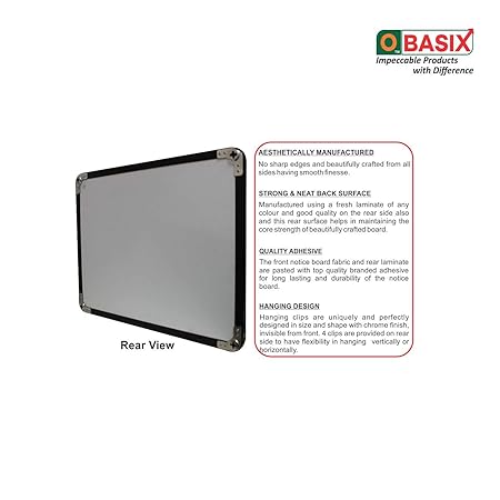 OBASIX® Superior Series Pin-up Bulletin Notice Board (2x3 Feet) Turquoise Blue for School College Offices  | Powder Coated Black Frame SPBPCBTB6090