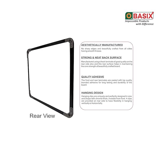 OBASIX® Superior Series White Board 1.5x2 Feet (Non-Magnetic) | Heavy Aluminium Frame Black SWBPCB4560