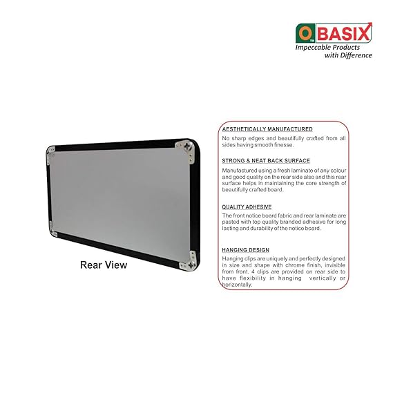 OBASIX® Superior Series Pin Up Bulletin Notice Board (1x2Feet) Green for School College Office | Powder Coated Black Frame SPBGPCB3060