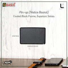 OBASIX® Superior Series Pin-up Bulletin Notice Board (1.5x2 Feet) Mid Grey for School College Office | Powder Coated Black Frame SPBMGPCB4560