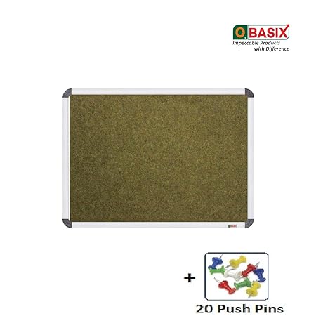 OBASIX® Superior Series Pin-up Bulletin Notice Board (2x3 Feet) Olive Green | Natural Finesse Heavy Aluminium Frame SPBOG6090