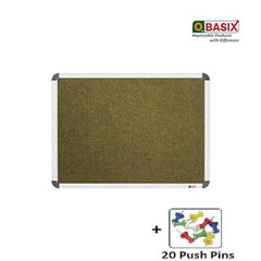 OBASIX® Superior Series Pin-up Bulletin Notice Board (2x3 Feet) Olive Green | Natural Finesse Heavy Aluminium Frame SPBOG6090