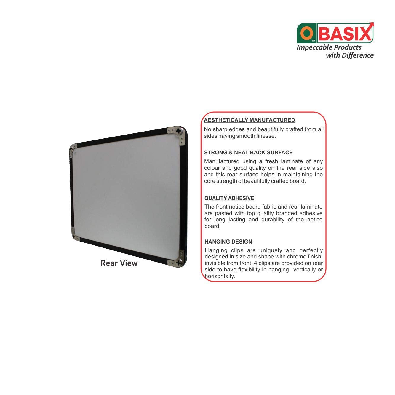 OBASIX® Superior Series Pin-up Bulletin Notice Board (1.5x2 Feet) Mid Grey for School College Office | Powder Coated Black Frame SPBMGPCB4560