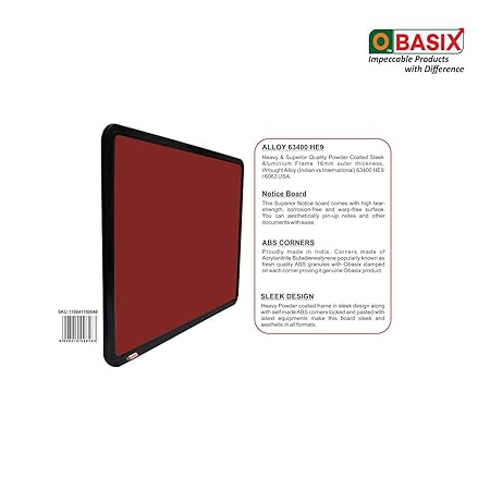 OBASIX® Superior Series Pin-up Bulletin Notice Board (2x3 Feet) Maroon for School College Office | Powder Coated Black Frame SPBMPCB6090
