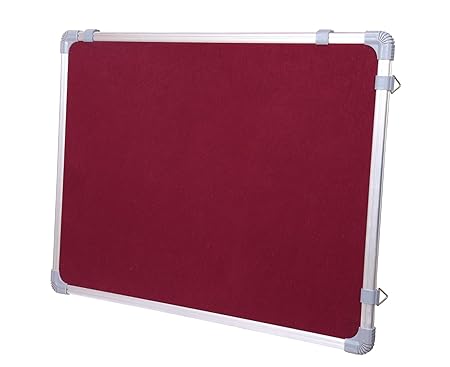 OBASIX® Classic Series Pin Up Bulletin Notice Board (1.5x2Feet) Maroon for School College Office | Natural Finesse Aluminium Frame CPBM4560