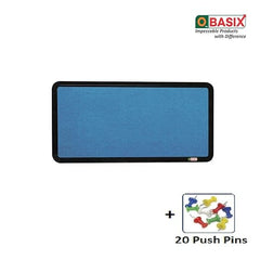 OBASIX® Superior Series Pin-up Bulletin Notice Board (1x2) Feet Turquoise Blue for School College Offices  | Powder Coated Black Frame SPBPCBTB3060