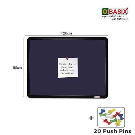 OBASIX® Superior Series Pin-up Bulletin Notice Board (3x4 Feet) Blue for School College Office | Powder Coated Black Frame SPBBPCB90120