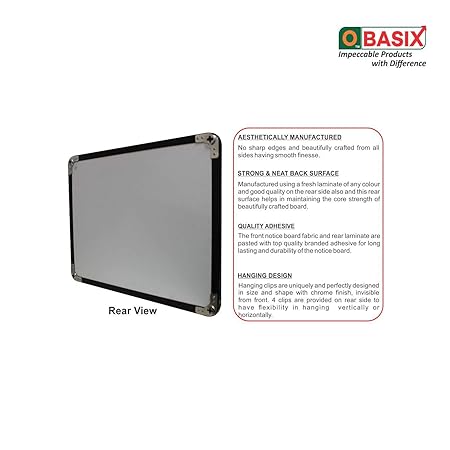 OBASIX® Superior Series Pin-up Bulletin Notice Board (2x3 Feet) Mid Grey for School College Office | Powder Coated Black Frame SPBMGPCB6090