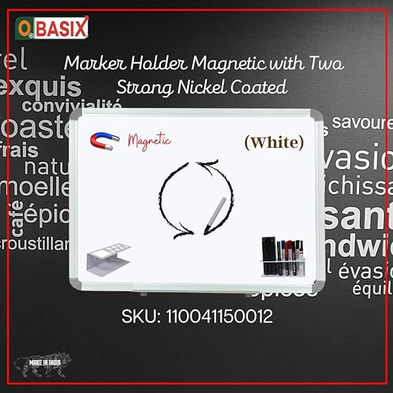 OBASIX® White Board Marker Holder Magnetic with Two Super Strong Magnets | Colour White