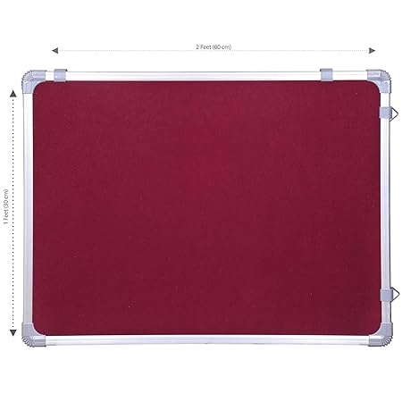 OBASIX® Classic Series Pin Up Bulletin Notice Board (1x2Feet) Maroon for School College Office | Natural Finesse Aluminium Frame CPBM3060