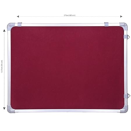 OBASIX® Classic Series Pin Up Bulletin Notice Board (1.5x2Feet) Maroon for School College Office | Natural Finesse Aluminium Frame CPBM4560
