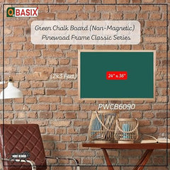 OBASIX® Green Chalk Board 2x3 feet (Non-Magnetic) | Natural Pine Wood PWCB6090