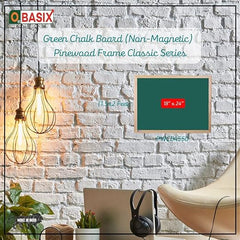OBASIX® Green Chalk Board 1.5x2 feet (Non-Magnetic) | Natural Pine Wood PWCB4560