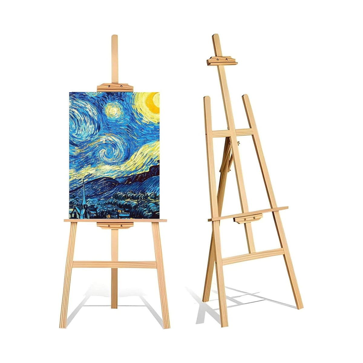 OBASIX® Premium Artist Wooden Easel Stand 5 FEET with Angle and Height Adjustment for Canvas Painting Display 5 ft [154 cm]