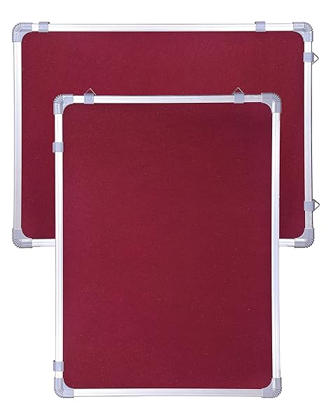 OBASIX® Classic Series Pin Up Bulletin Notice Board (1x2Feet) Maroon for School College Office | Natural Finesse Aluminium Frame CPBM3060