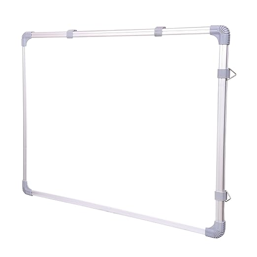 A lightweight non-magnetic whiteboard with a white frame and clear writing grade laminate, designed to be hung on the wall.
