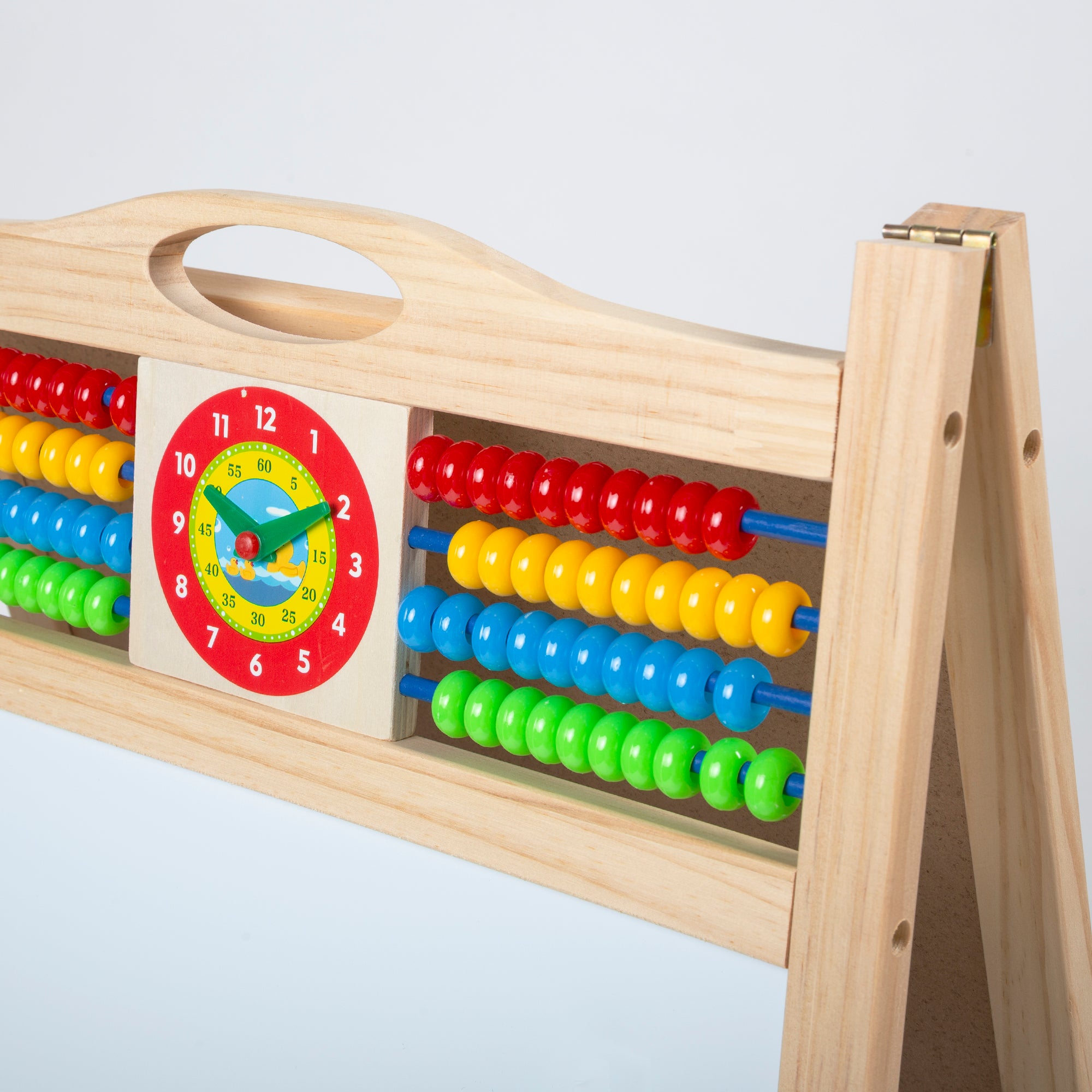 OBASIX® Magnetic Foldable Whiteboard and Green Chalkboard with Beads for Children|Natural Pinewood| WBCB-01