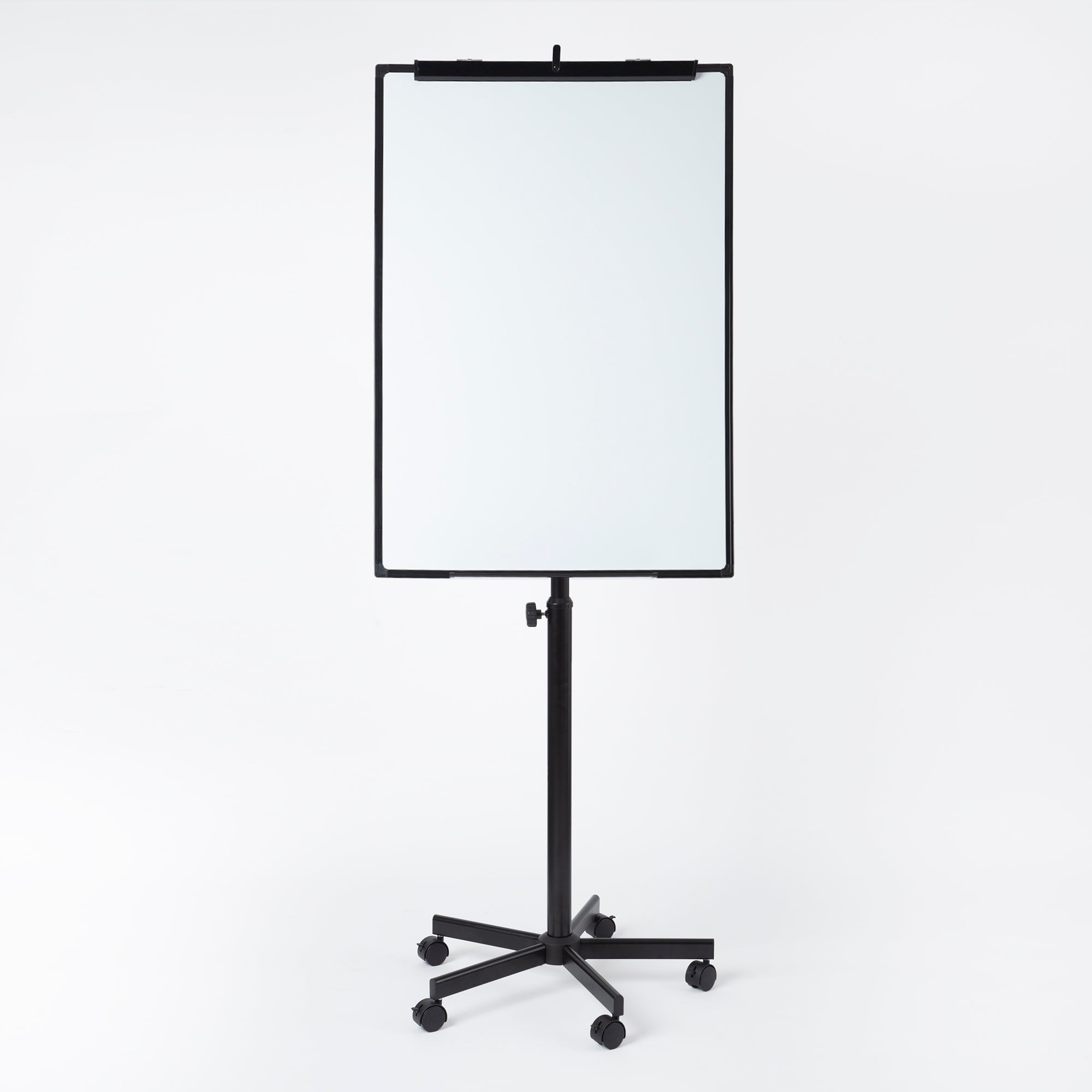 OBASIX® 70x100cms Magnetic Flipchart Stand with Height adjusment Stand with Lockable wheels | Powder Coated Black