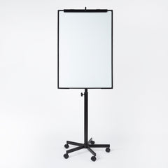 OBASIX® 70x100cms Magnetic Flipchart Stand with Height adjusment Stand with Lockable wheels | Powder Coated Black