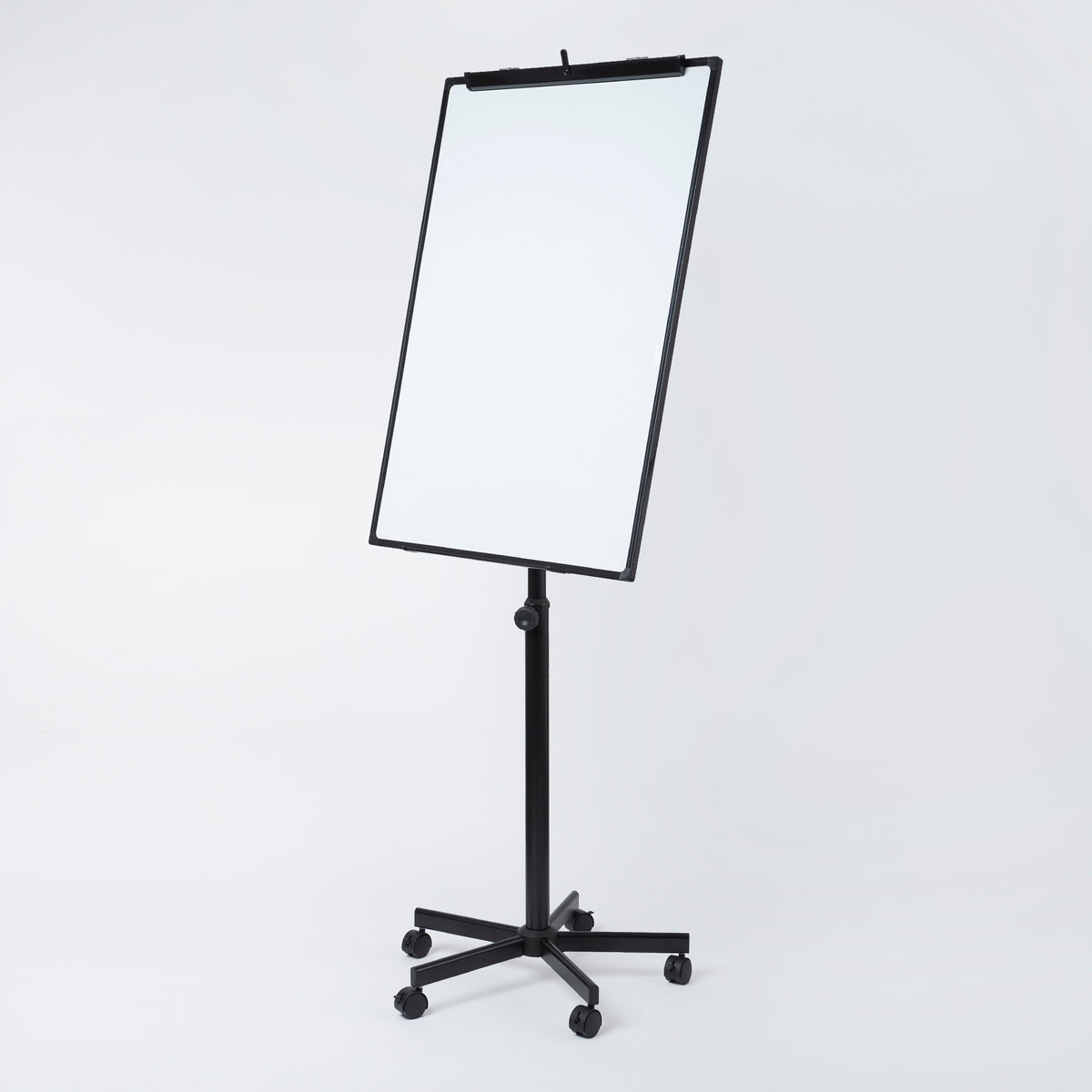OBASIX® 70x100cms Magnetic Flipchart Stand with Height adjusment Stand with Lockable wheels | Powder Coated Black