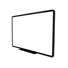 Magnetic whiteboard with a heavy aluminium frame, black color, in landscape orientation.