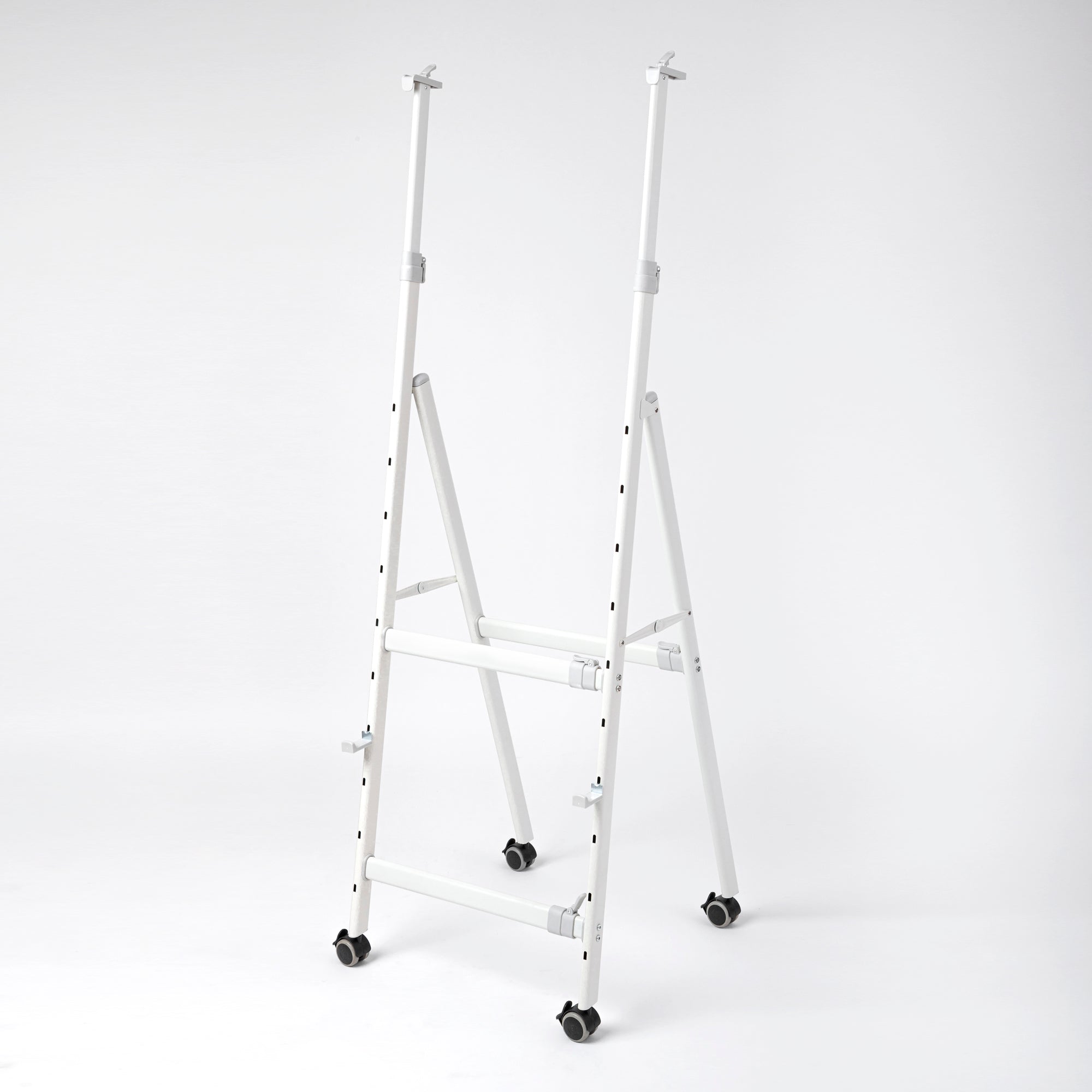 OBASIX® Multiple Hanging Movable Whiteboard Stand| Height and Width Adjustable with 2inches Lockable Wheels| Powder Coated White