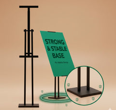 OBASIX® Height Adjustabe Metal Display Stand for Commercial Advertisement Poster Stand Restaurants Menu | Powder Coated Black AMS-06