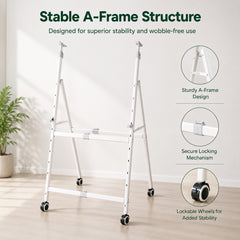 OBASIX® Premium Mobile Whiteboard Stand | Height & Width Adjustable | Heavy Duty Powder Coated Frame with 2-Inch Lockable Wheels | Compatible with Boards up to 4x8 Ft