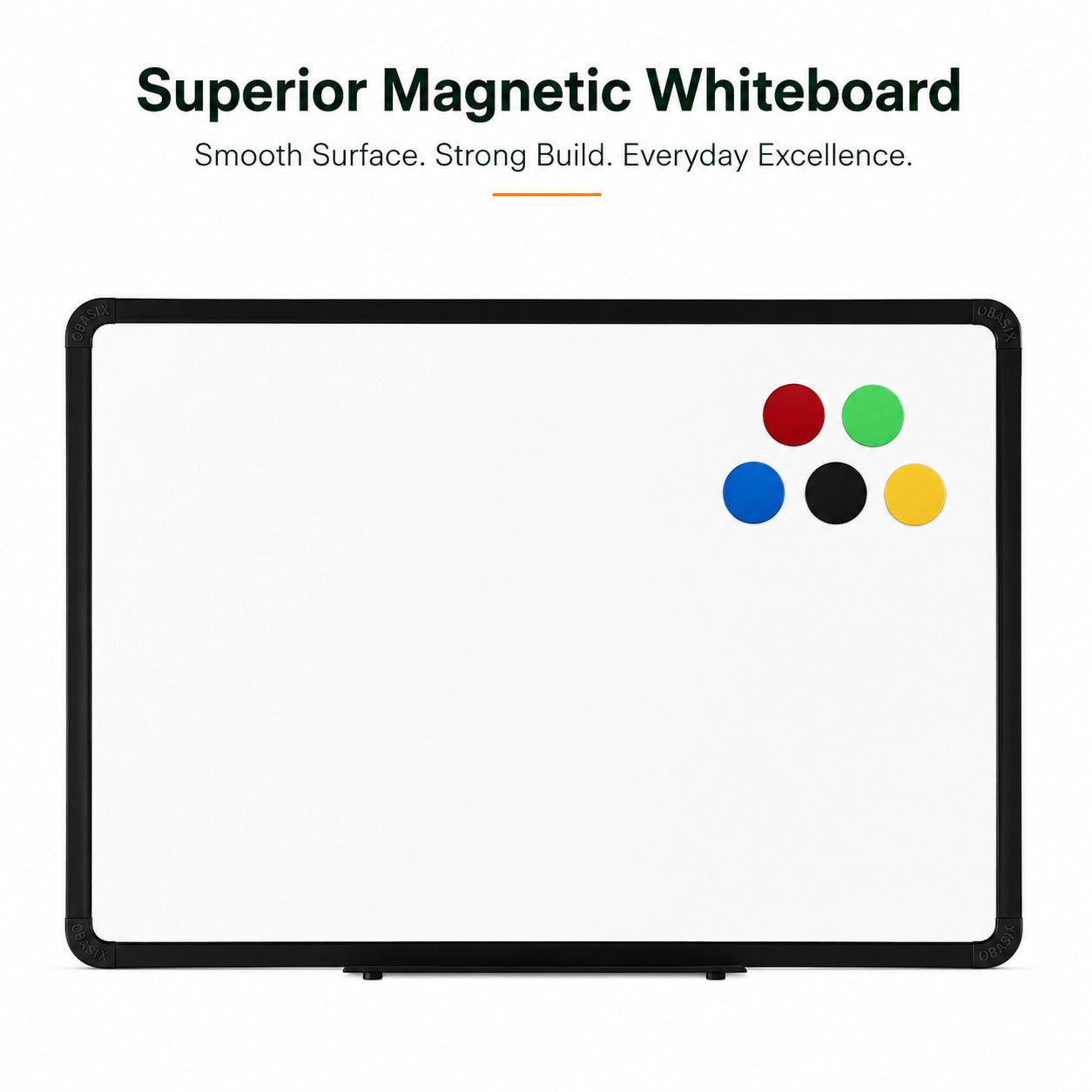 OBASIX® Magnetic White Board 2x3 Feet | Dry Erase Writing Board with Heavy Duty Black Aluminium Frame | Whiteboard for Office, School, Classroom, Coaching Institute & Home