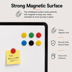 OBASIX® Magnetic White Board 2x3 Feet | Dry Erase Writing Board with Heavy Duty Black Aluminium Frame | Whiteboard for Office, School, Classroom, Coaching Institute & Home