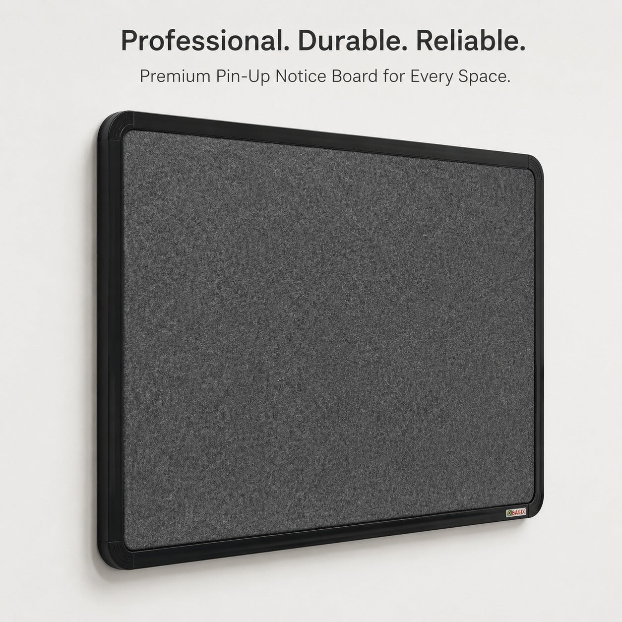 OBASIX® Superior Series Pin-Up Bulletin Notice Board 3x4 Feet Mid Grey | Office, School & College Notice Display Board with Powder Coated Black Aluminium Frame | Wall Mount Pin Board