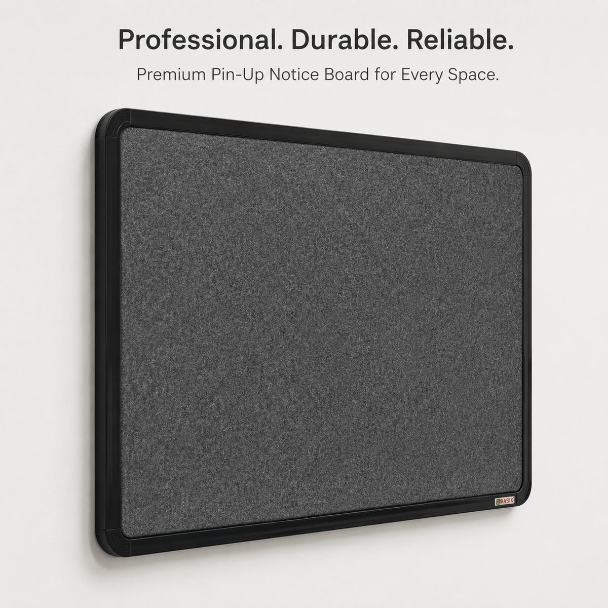 OBASIX® Superior Series Pin-Up Bulletin Notice Board 2x3 Feet Mid Grey with Powder Coated Black Aluminium Frame | Soft Board for Office, School &College | Wall Mount Pin Board with 20 Push Pins