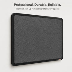 OBASIX® Superior Series Pin-Up Bulletin Notice Board 2x3 Feet Mid Grey with Powder Coated Black Aluminium Frame | Soft Board for Office, School &College | Wall Mount Pin Board with 20 Push Pins