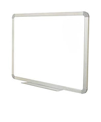 A white magnetic dry-erase board with a heavy aluminium frame, designed for wall mounting.